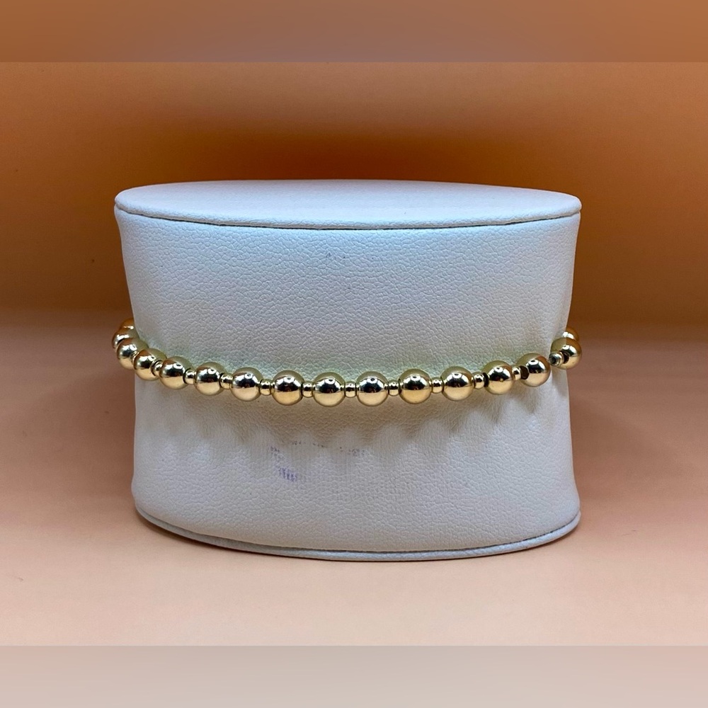 GOLD (14K) Filled Beaded Bracelet; Sweat & waterproof; Non tarnish.